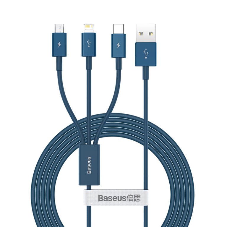 Baseus cable usb 3en 1 Type-C iPhone micro-usb 12 Pro Max Xiaomi Samsung... noir — YouShop DZ