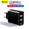 Baseus chargeur 60W pour Laptop et Smratphones PD charge iPhone 12 Pro Samsung...
