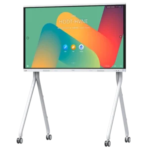 écran interactif Huawei IdeaHub B2 vue de face coté gauche avec support à roulettes