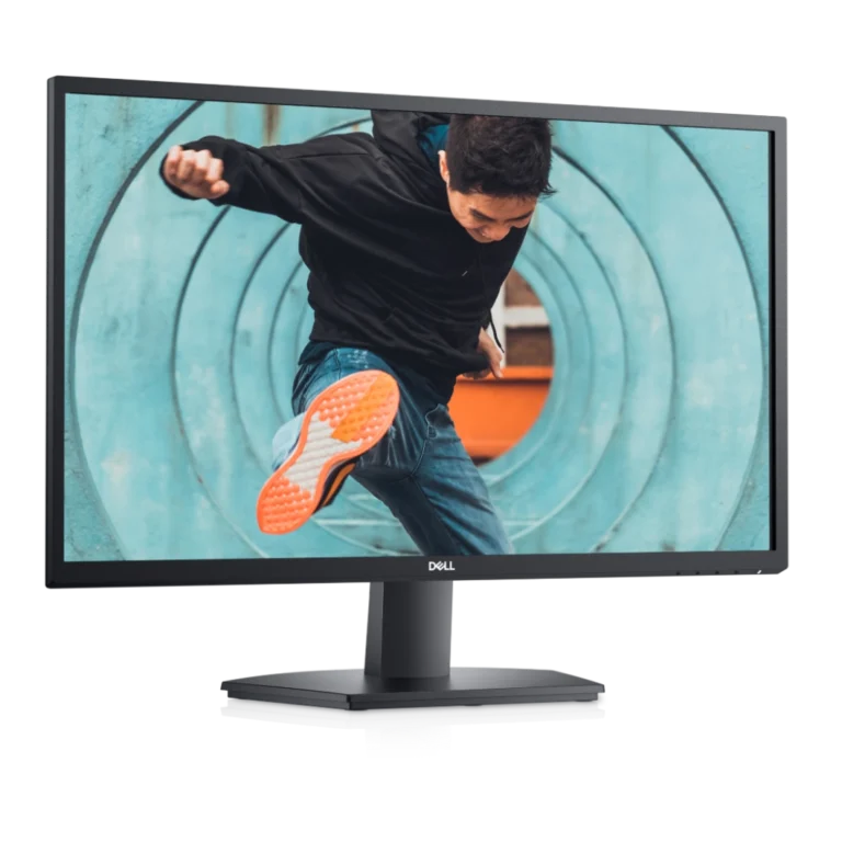 Écran Dell 27 pouces E2722H youshop algerie (1) Moniteur Dell E2722H 27 pouces, vue de trois quarts face affichant une image de skateboard - YouShop DZ