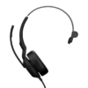 Design ergonomique du casque monaural Jabra Evolve2 50 Mono, idéal pour les centres d'appels et le télétravail en Algérie.