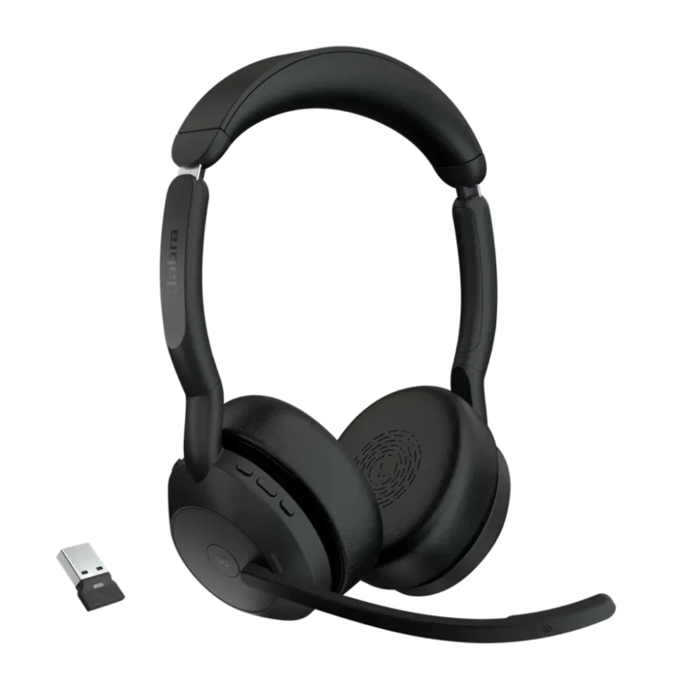 Evolve2 55 MS Casque Sans Fil Jabra youshop algerie-1 Casque sans fil Jabra Evolve2 55 MS avec adaptateur USB Bluetooth et micro perche.