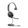Vue complète du casque Jabra Evolve2 40 SE MS avec microphone et câble USB