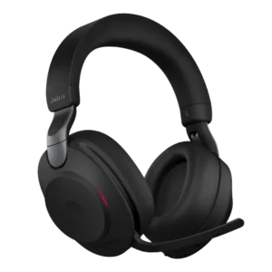 Vue de trois quarts face du casque Jabra Evolve2 85 avec microphone déplié