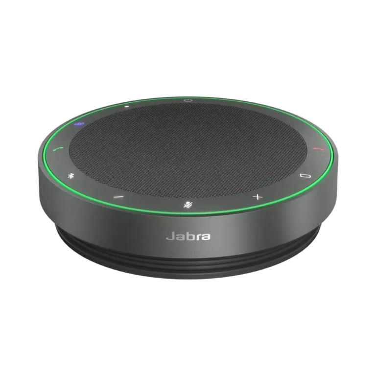 Jabra Speak2 75 MS vue perspective de face avec anneau lumineux indicateur d'état activé YouShop Algérie.
