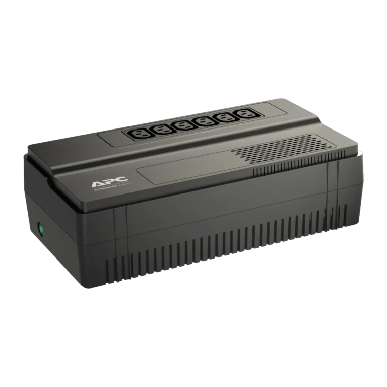 APC Back-UPS BV650I - Vue arrière 4 prises IEC C13 et connecteur batterie