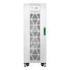 APC Easy UPS 3S 30kVA E3SUPS30KHB1 onduleur triphasé tour blanche, vue de face, grilles triangulaires, écran LCD, poignée verte