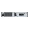 APC Easy UPS SRV 1kVA Rack 2U - Vue arrière connexions APC Easy UPS SRV 1kVA SRV1KRI, panneau arrière rack 2U: entrée IEC C14 avec disjoncteur, 3 sorties IEC C13, port USB type B, port RS-232, intelligent slot, certifications EAC CE RoHS
