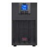 APC Easy UPS SRV 3kVA Tour - Vue de face frontale APC Easy UPS SRV 3kVA SRV3KI tour noire, vue de face, écran LCD bleu 230V, logo APC Easy-UPS en bas, boutons navigation Mute/Esc, Schneider Electric
