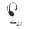 Evolve2 50 Mono algerie youshop-3 Vue complète du casque mono Jabra Evolve2 50 avec son câble de connexion USB-C pour PC et ordinateur portable.