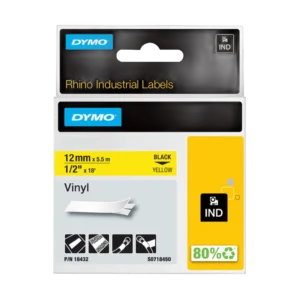 Ruban etiquette DYMO Rhino vinyle 12 mm jaune S0718450