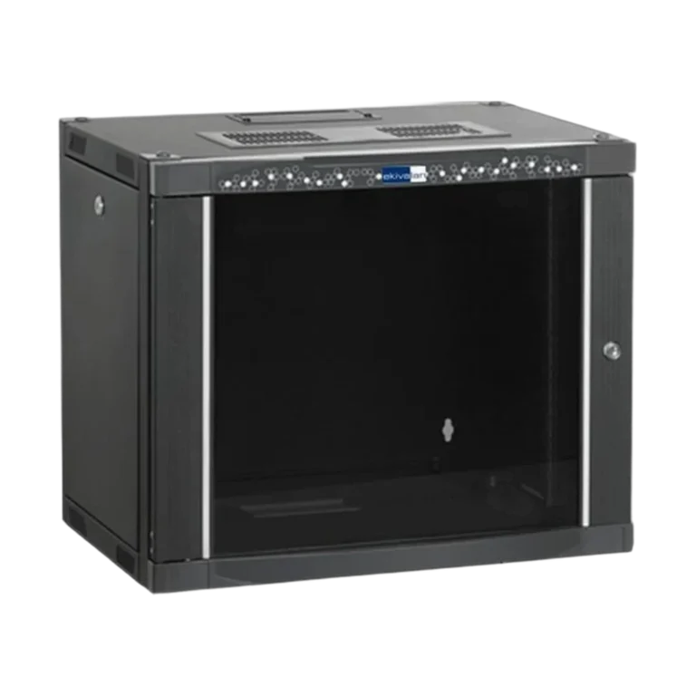 Coffret mural Ekivalan 12U profondeur 450 mm - porte verre, noir — YouShop DZ