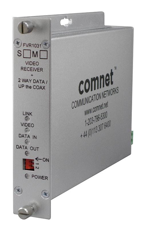 Récepteur Vidéo/Données Fibre Optique Monomode Comnet FVR1031S1 | Vidéo 10 bits + data RS232/422/485