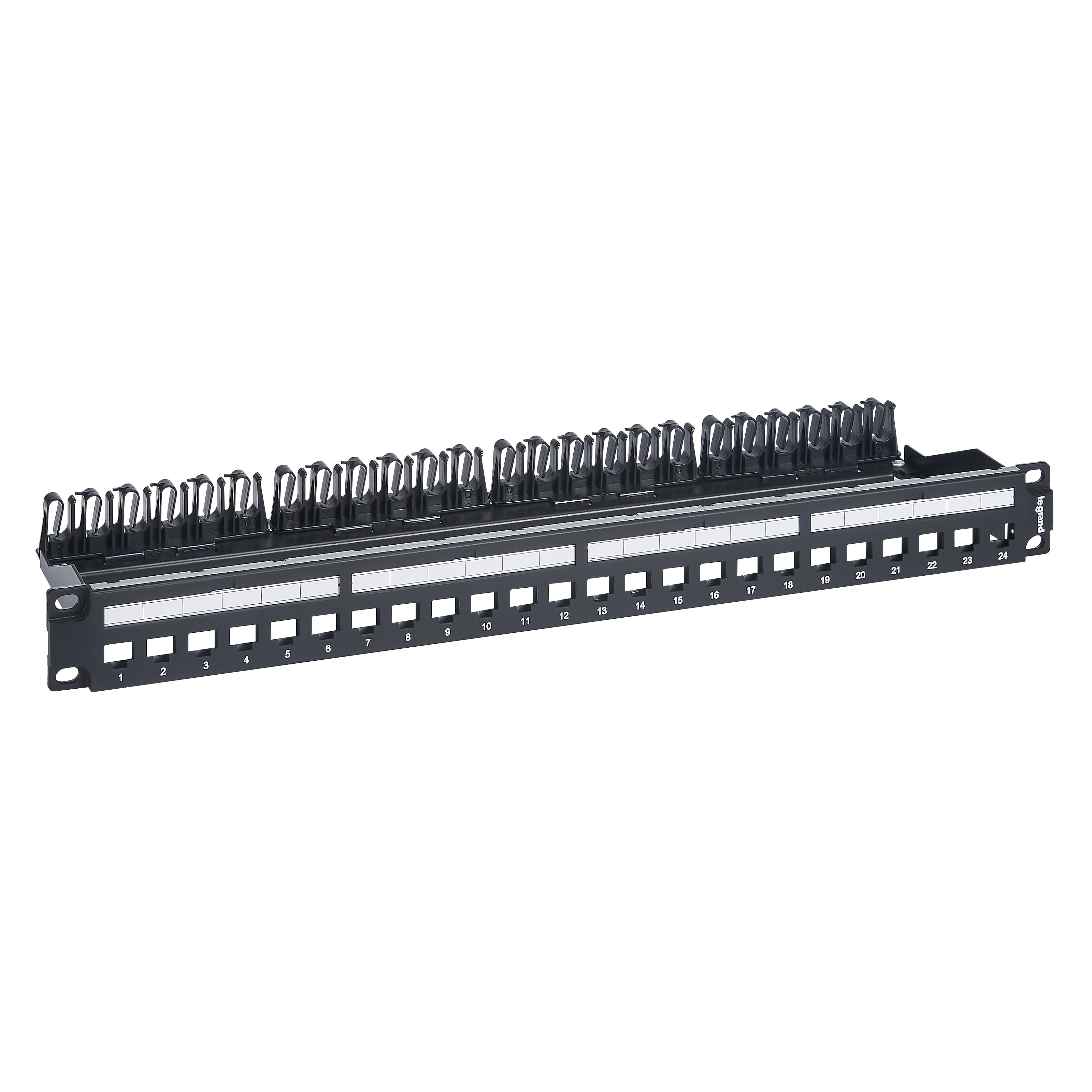 Panneau de brassage Legrand 24 ports RJ45 keystone à équiper 1U 19″