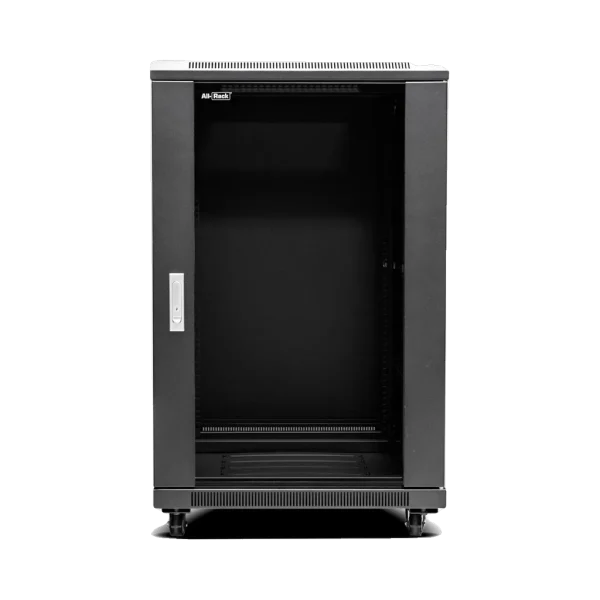 Armoire de brassage 19 pouces 18U 600×600 avec étagère et kit de ventilation (Réf. ZK-R18U-6618S) Armoire de brassage 19 pouces 18U 600×600 avec étagère et kit de ventilation (Réf. ZK-R18U-6618S) — vue de face — YouShop DZ
