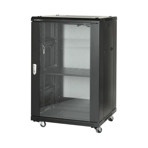 Armoire rack 19 pouces 18U 600×600, charge 300 kg (Réf. PFC200D-18U6D) Armoire rack 19 pouces 18U 600×600, charge 300 kg (Réf. PFC200D-18U6D) — vue de face — YouShop DZ