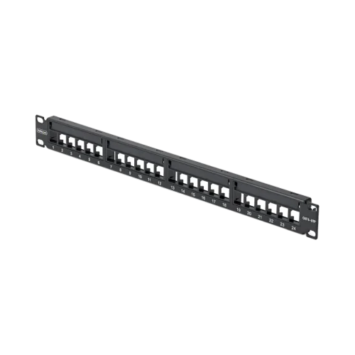 Panneau de Brassage 19 pouces 24 Ports 1U Générique BCPAN1U – Vide à Équiper Panneau de Brassage 19 pouces 24 Ports 1U Générique BCPAN1U – Vide à Équiper — vue de face — YouShop DZ