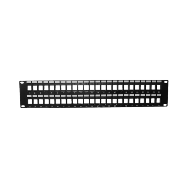 Panneau de Brassage 19 pouces 48 Ports 2U Générique BCPAN2U – Vide à Équiper Panneau de Brassage 19 pouces 48 Ports 2U Générique BCPAN2U – Vide à Équiper — vue de face — YouShop DZ