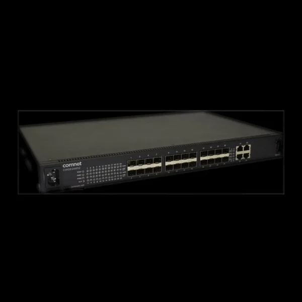 Switch Ethernet Administrable Comnet CWGE24MS2 | 20 ports SFP 100/1000Base-FX + 4 combo Gigabit L2/L3 Switch Ethernet Administrable Comnet CWGE24MS2 | 20 ports SFP 100/1000Base-FX + 4 combo Gigabit L2/L3 — vue complémentaire — YouShop DZ