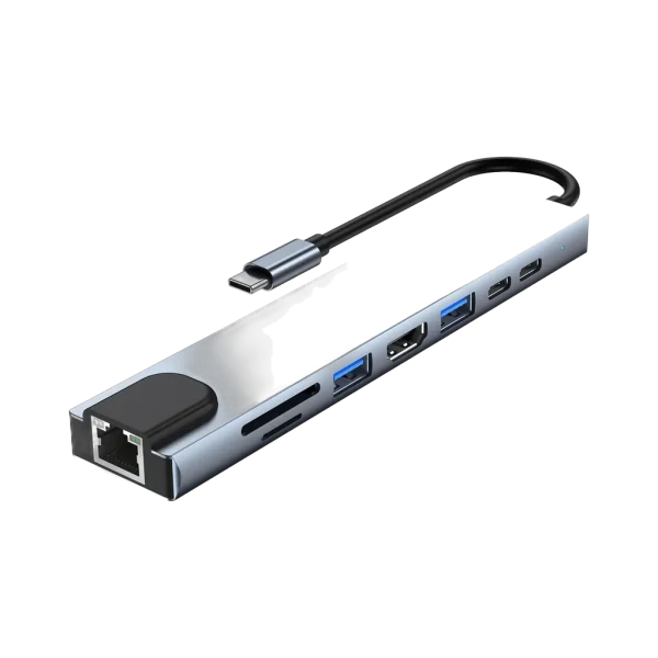 Adaptateur multiport USB-C 8-en-1 — vue de face — YouShop DZ