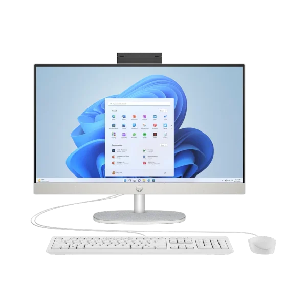 HP All-in-One 24-cr0125nh 23,8" tactile i7-1355U 8 Go 512 Go blanc (91G33EA) HP All-in-One 24-cr0125nh 23,8" tactile i7-1355U 8 Go 512 Go blanc (91G33EA) — vue de face — YouShop DZ