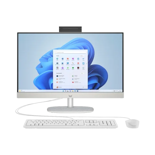 HP All-in-One 24-cr0299nh 23,8" i3-1315U 8 Go 512 Go blanc (B59U7EA) — vue de face — YouShop DZ