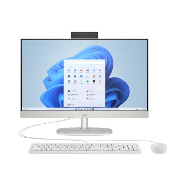 HP All-in-One 24-cr0342nh 23,8" tactile i5-1334U 8 Go 512 Go blanc (BY1X5EA) HP All-in-One 24-cr0342nh 23,8" tactile i5-1334U 8 Go 512 Go blanc (BY1X5EA) — vue de face — YouShop DZ