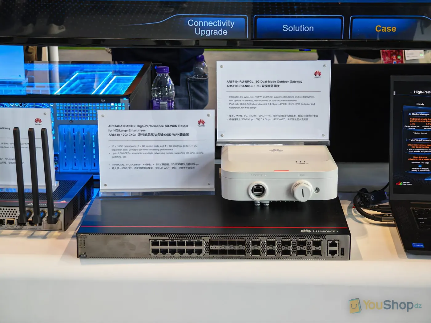 Passerelle extérieure blanche Huawei AR5710I posée sur le routeur SD-WAN AR8140