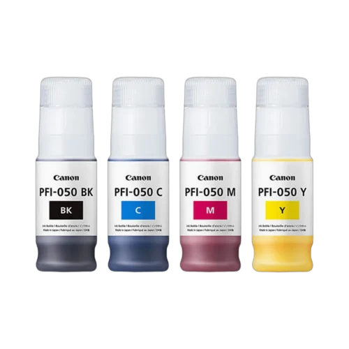 Pack 4 bouteilles d'encre Canon Original PFI-050 70 ml pour TC-20 Pack 4 bouteilles d'encre Canon Original PFI-050 70 ml pour TC-20 — vue de face — YouShop DZ