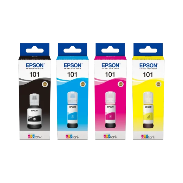 Pack 4 bouteilles d'encre Epson Original 101 (BK 127 ml + C/M/Y 70 ml) — vue de face — YouShop DZ