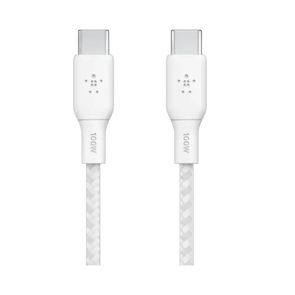 Belkin BOOST CHARGE Câble USB-C vers USB-C 3 m tressé blanc 100 W (CAB014bt3MWH) Belkin BOOST CHARGE Câble USB-C vers USB-C 3 m tressé blanc 100 W (CAB014bt3MWH) — vue complémentaire — YouShop DZ