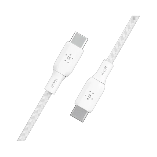 Belkin BOOST CHARGE Câble USB-C vers USB-C 3 m tressé blanc 100 W (CAB014bt3MWH) Belkin BOOST CHARGE Câble USB-C vers USB-C 3 m tressé blanc 100 W (CAB014bt3MWH) — vue complémentaire — YouShop DZ