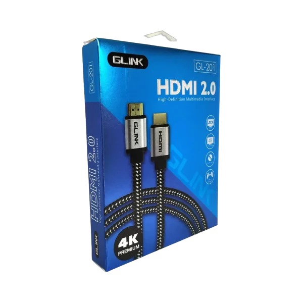 Câble GLINK HDMI 2.0 4K Premium 18 Gbps High Speed 1,8 m Câble GLINK HDMI 2.0 4K Premium 18 Gbps High Speed 1,8 m — vue complémentaire — YouShop DZ