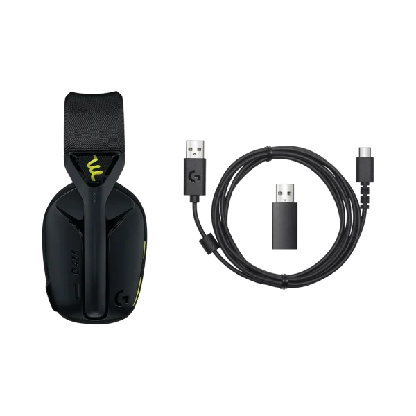 Casque gaming sans fil Logitech G435 Lightspeed + Bluetooth noir et jaune fluo (981-001050) Casque gaming sans fil Logitech G435 Lightspeed + Bluetooth noir et jaune fluo (981-001050) — vue complémentaire — YouShop DZ