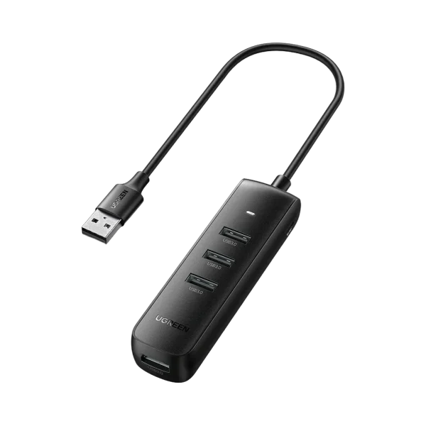 UGREEN Hub USB 3.0 4 ports USB-A 5 Gbps câble 25 cm noir (10915 / CM416) UGREEN Hub USB 3.0 4 ports USB-A 5 Gbps câble 25 cm noir (10915 / CM416) — vue de face — YouShop DZ